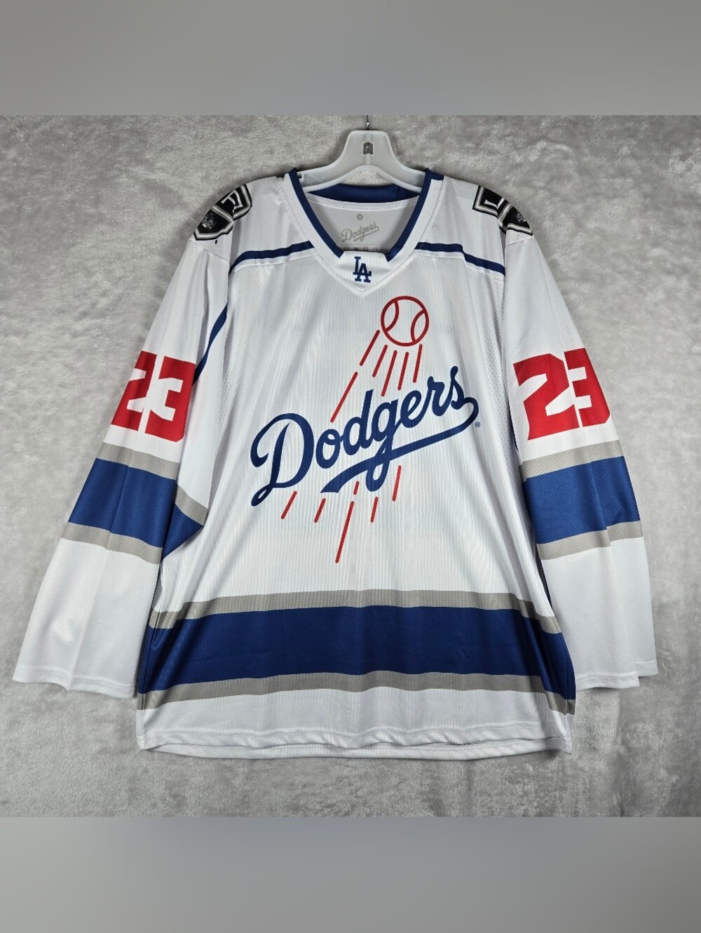 Los Angeles Dodgers LA Kings Night Jersey Men Size M Medium 23 White Long Sleeve
